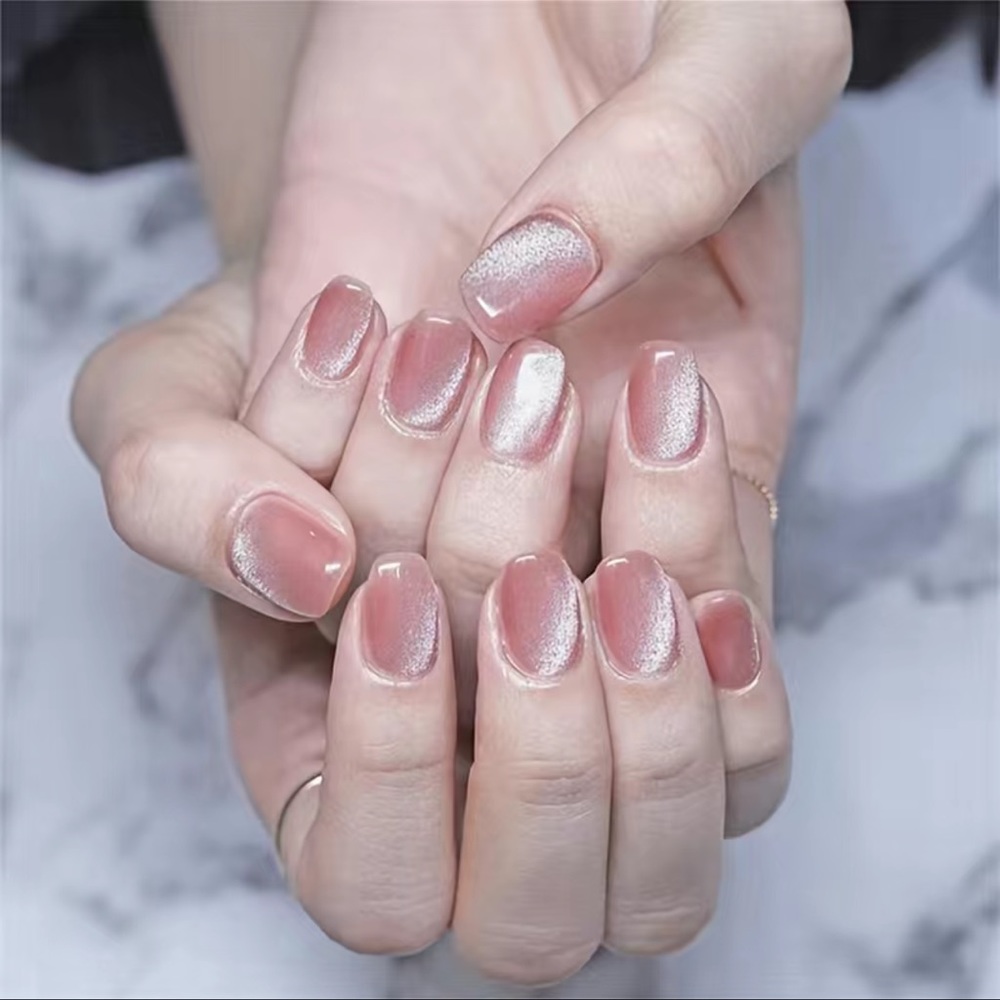 2/&9 Luxurious Pink cat eye effect press on / glue on nails NIB
